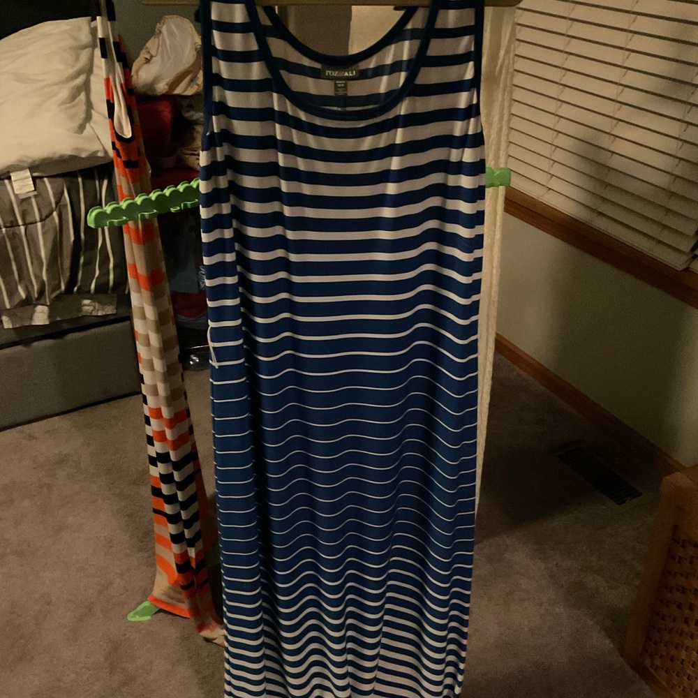 Fox & Ali Tank Dress 16W Blue/White
